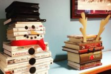 37 turn a stack of white books into a fun snowman