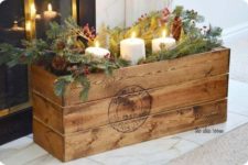 38 vintage crate filled with winter stuff for centerpieces and decor