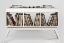 01 Hoerboard is a 1960s styled sideboard and DJ stand that can accomodate up to 350 records
