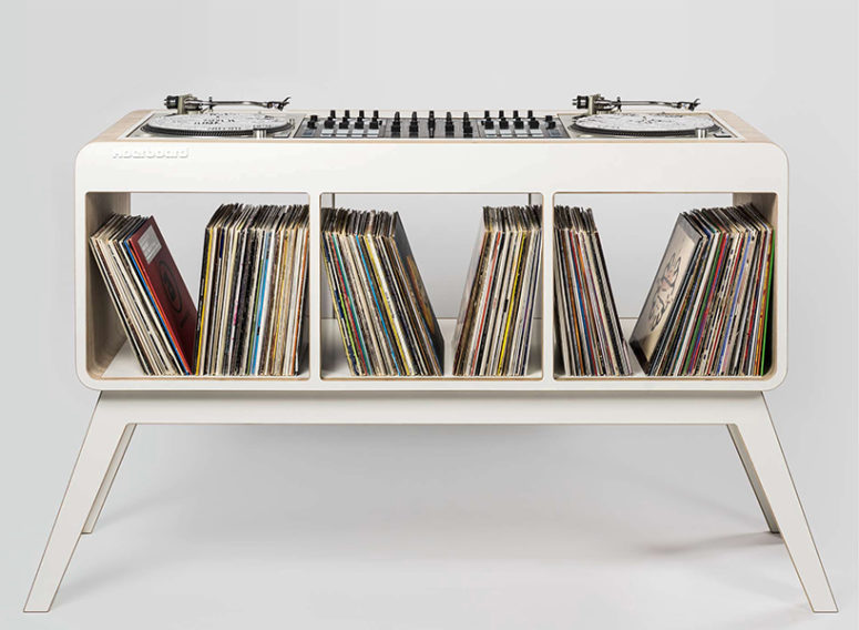 Hoerboard is a 1960s styled sideboard and DJ stand that can accomodate up to 350 records