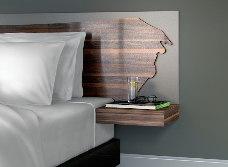 The focal point of the collection is a live-edge headboard, and the rest of the items can complete the look