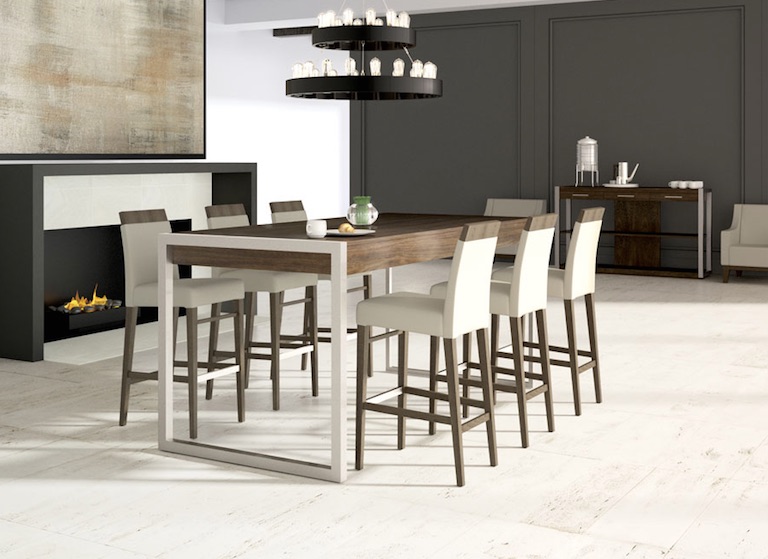 You can complete your dining space with a white and wood table and chairs, done in a minimalist yet sophisticated way