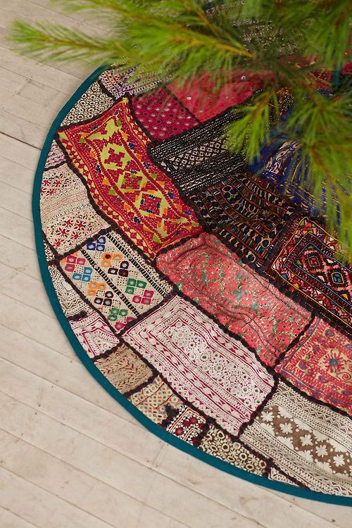patchwork tree skirt has a strong boho feel