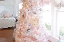 05 white Christmas tree with lights and pastel ornaments