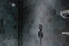 hexagon tiles on a bathroom’s wall