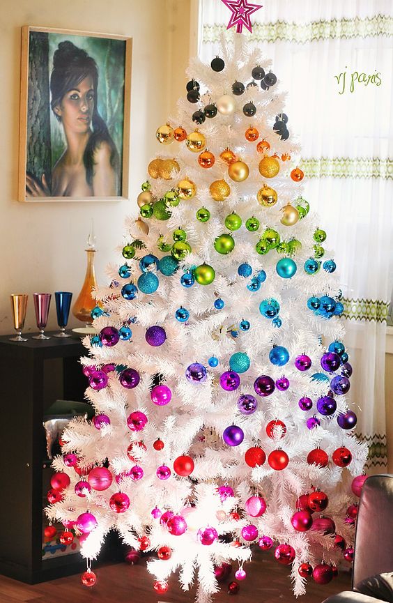 be bold this Christmas with a super colorful rainbow tree