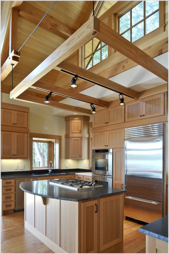 put track lighting on beams over your kitchen if there are any