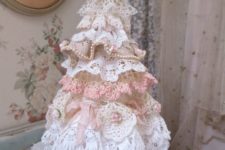 08 tabletop shabby chic lace Christmas tree