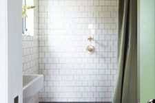 09 navy hex tiles on the shower and bathroom floor