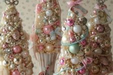 10 metallic and pink jewelry Christmas tree composition