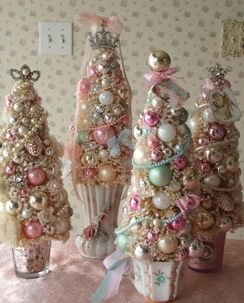 metallic and pink jewelry Christmas tree composition