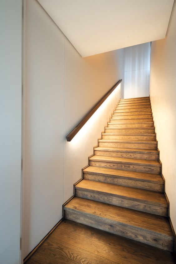 LED lighting under the handrail gives off a soft light