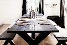 12 rustic dining area with dark-stained furniture