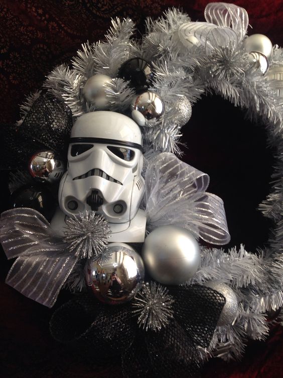 silver and black Storm Trooper wreath