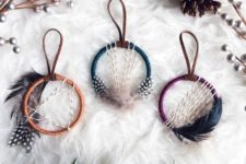 15 mini dream catcher ornaments with feathers