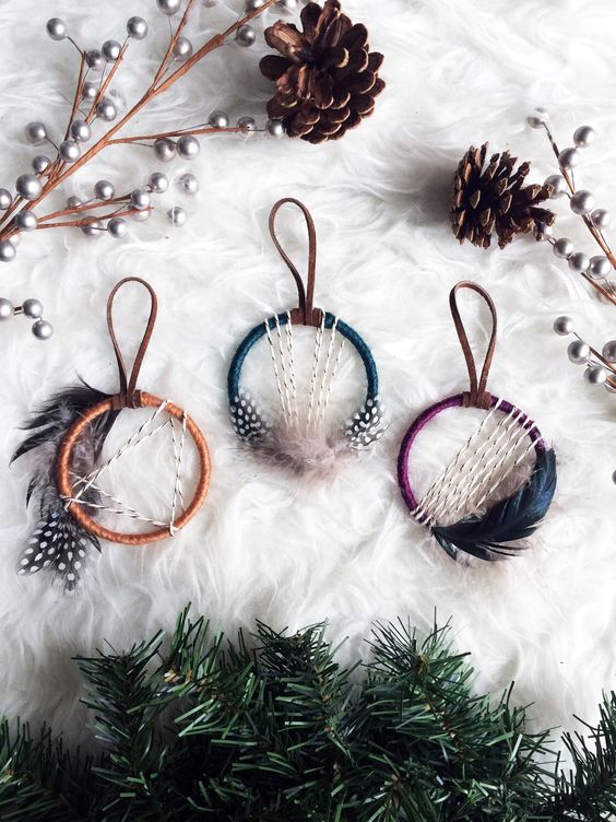 mini dream catcher ornaments with feathers