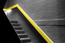 16 modern neon yellow handrail to contrast with the dark space