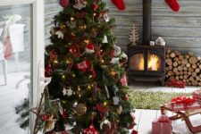 17 Scandi flavor Christmas tree with whimsy ornaments
