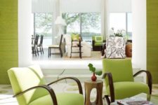 17 cool upholstered lime gren chairs and walls