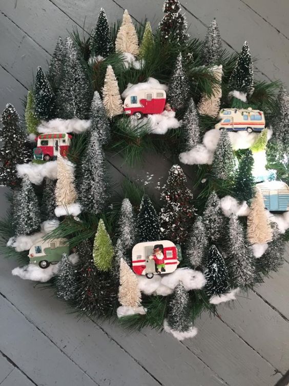 bottle brush camp-inspired Christmas wreath
