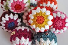 18 crocheted ball Christmas ornaments