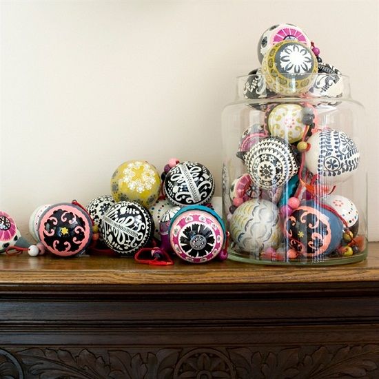 fun and whimsy ornaments displayed in a jar
