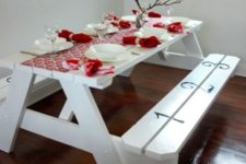 20 simple white picnic table with red decor looks cool