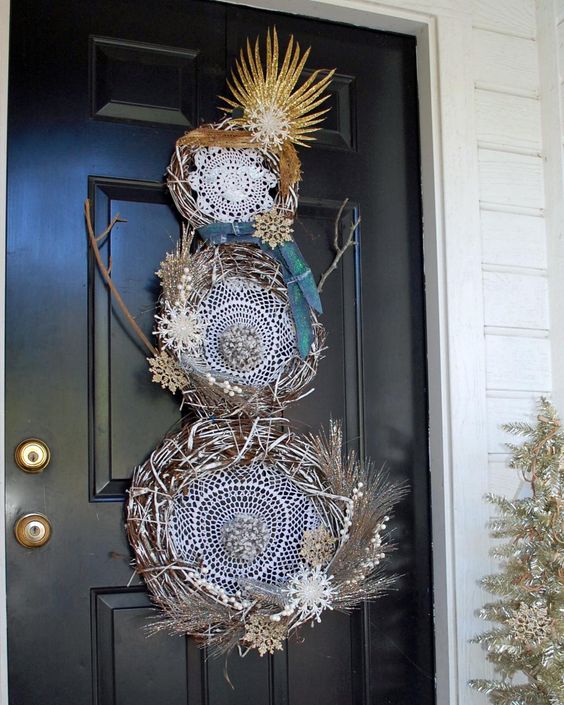 boho front door dreamcatcher snowman wreath