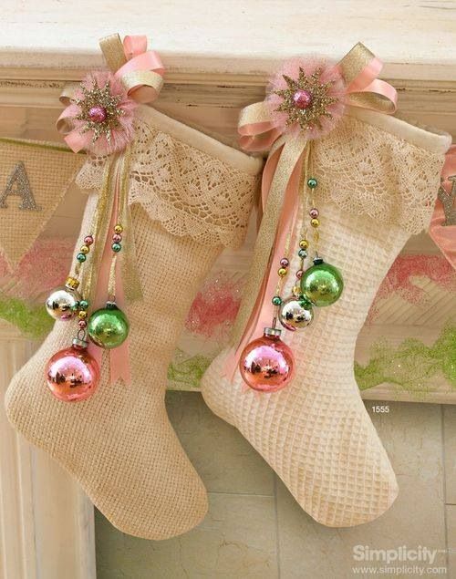 shabby stockings with lace and pastel ornaments