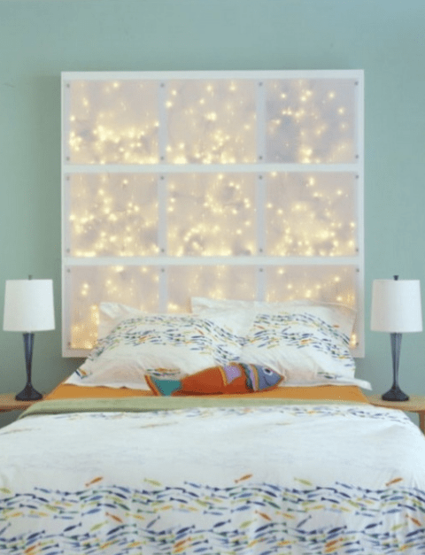 lighted headboard will make your bedroom more inviting