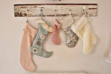 26 shabby chic stockings assortment and bold vintage ornaments wreath
