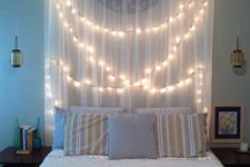 28 curtain headboard with hanging lights