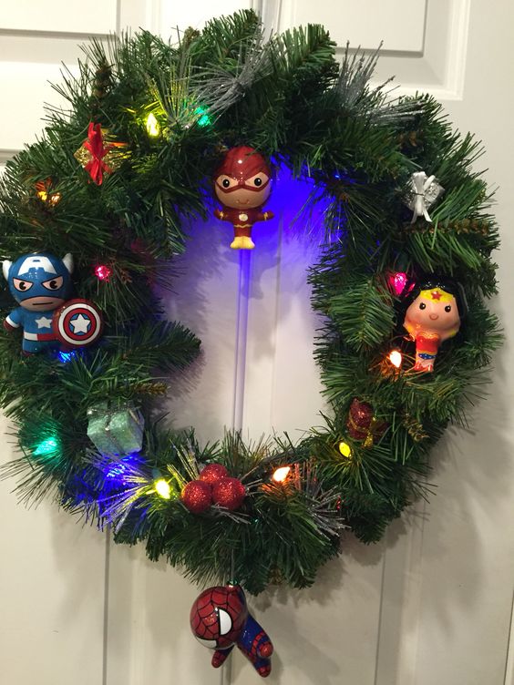 Superhero wreath with target ornaments