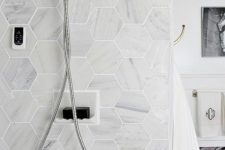 30 Carrara marble hexagon tile for the shower