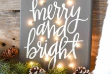30 lit up Christmas fabric-covered sign