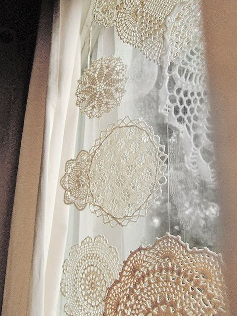 create snowflakes of doilies and hang them on the window