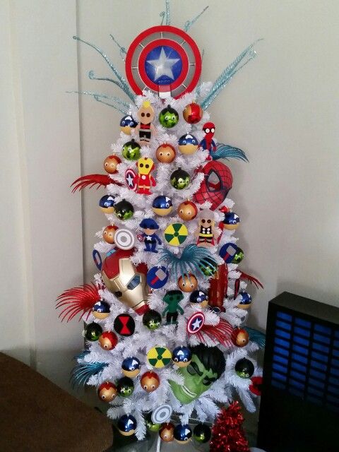 funny Avengers themed Christmas tree