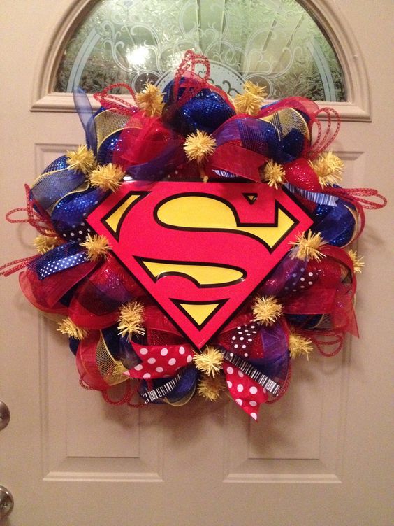 colorful Superman-themed wreath