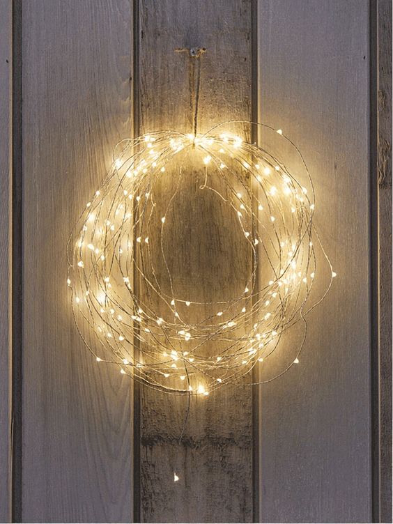 naked wire string lights wreath