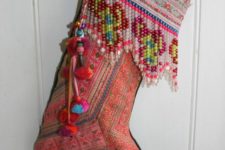 36 vintage boho style stocking with multiple beads