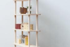 01 TS1 is a modern modular shelving system on wooden rods is easy to assemble and disassemble