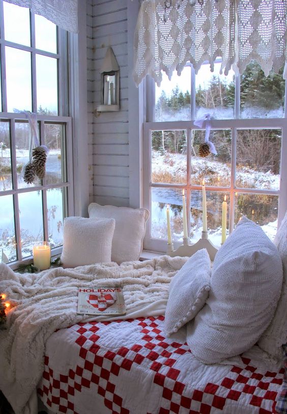Cozy Scandinavian inspired winter nook by the window