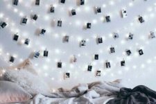02 lots of string lights with Polaroids will personalize your room and make it glam