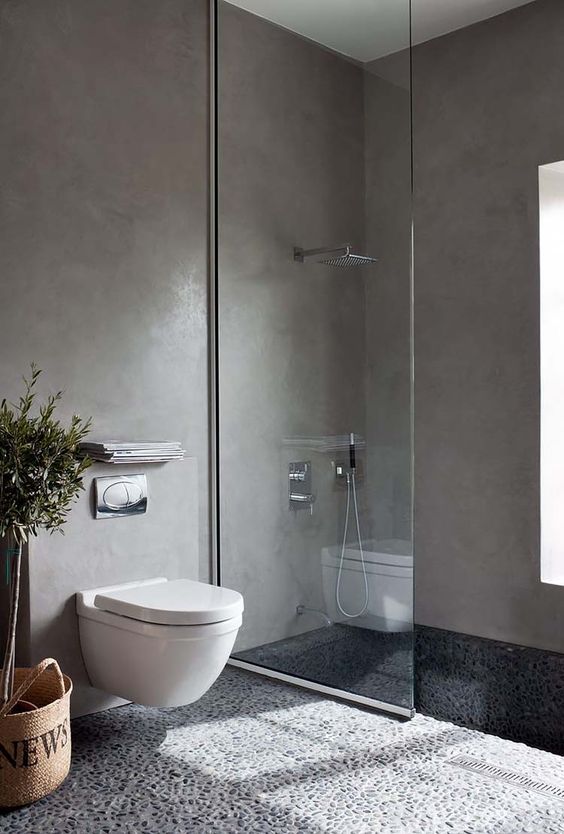 concrete bathroom walls are a trendy and practical solution