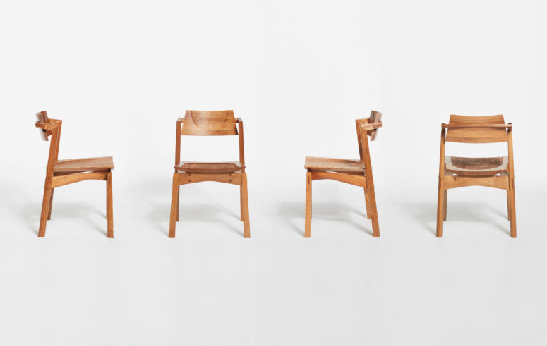 Though made in European wood, the chairs are inspired by Japanese furniture