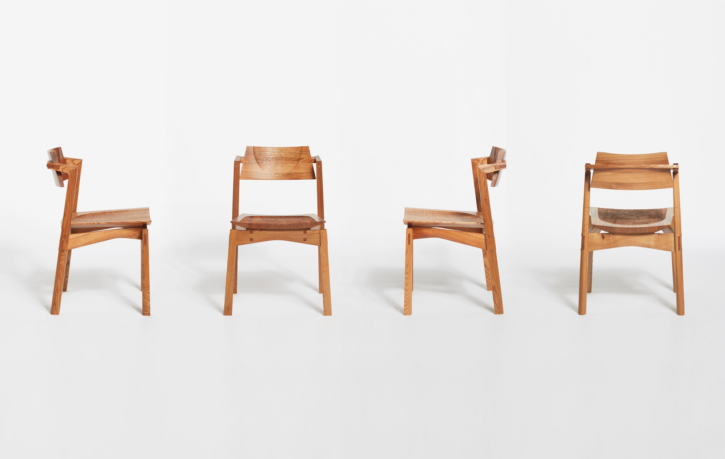 Though made in European wood, the chairs are inspired by Japanese furniture