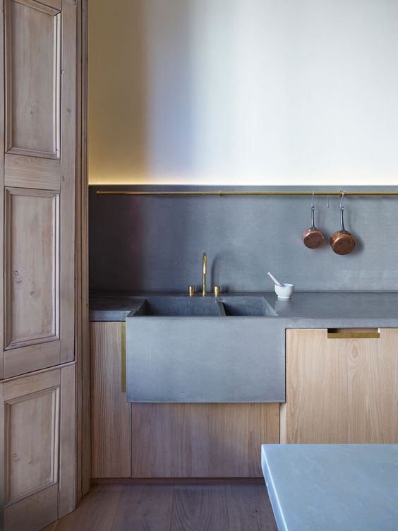 concrete sink and countertops that echo with each other