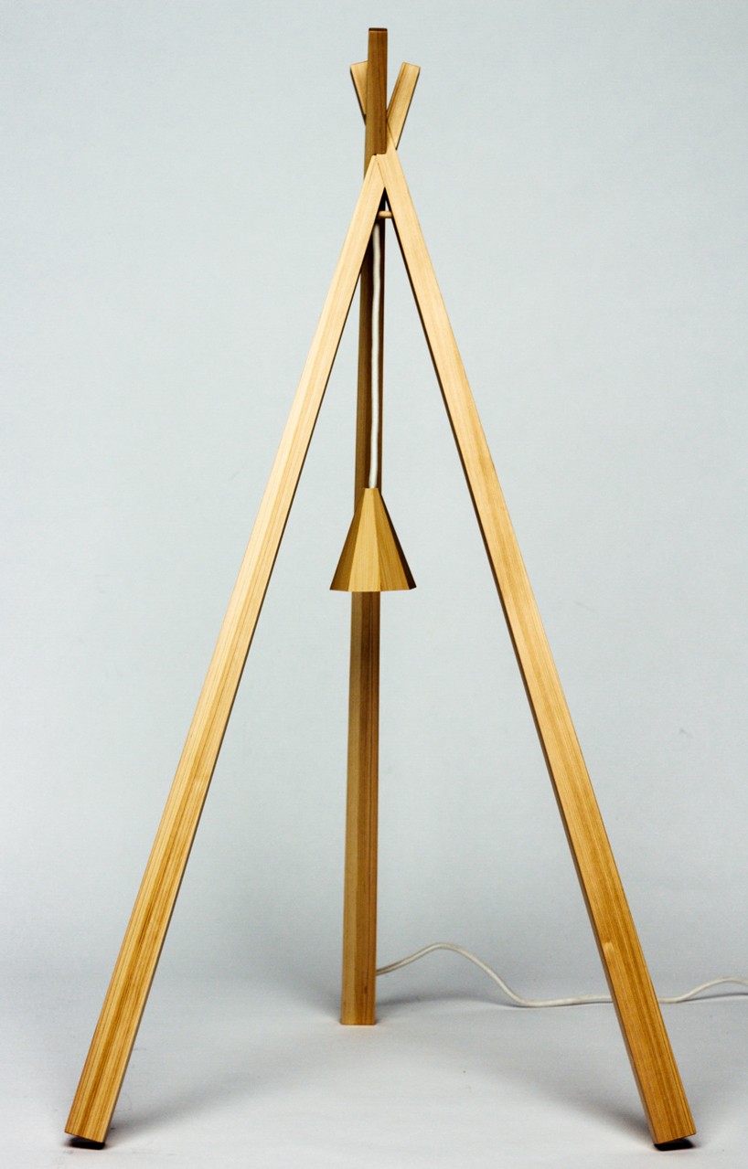 Matsumata lamp recreates wooden stakes that guide the growth of young trees