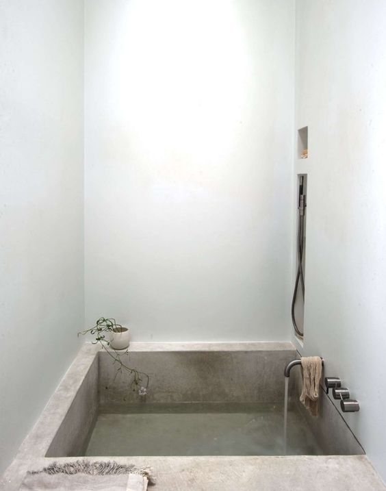 a square soak concrete bathtub for your home spa
