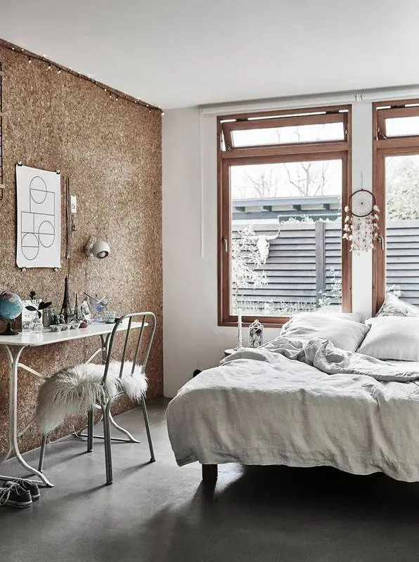 chunky cork wall that looks almost like wood paneling